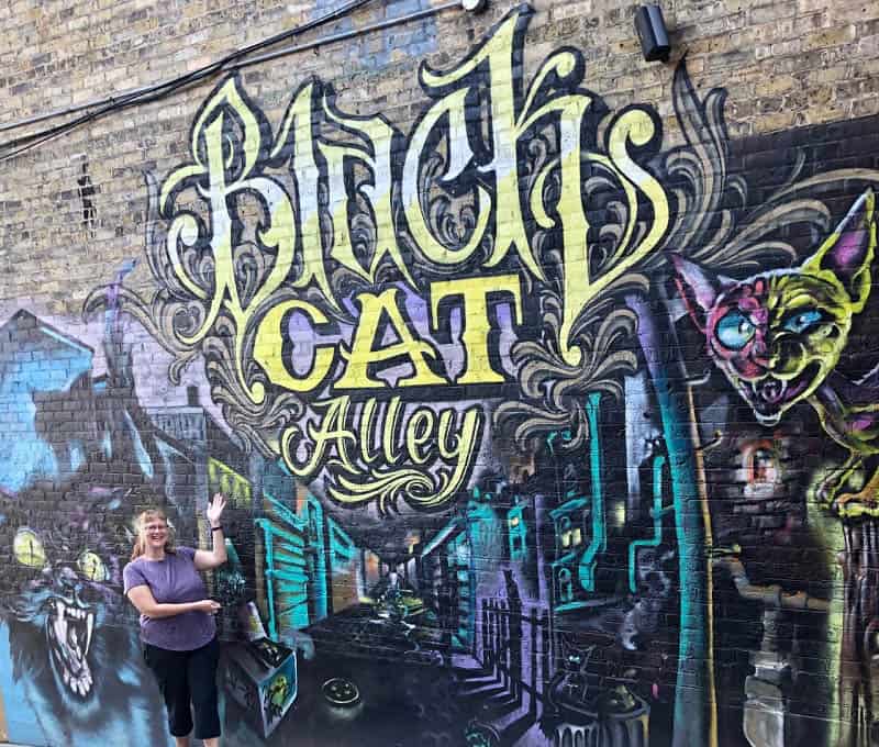 Grand mural in Black Cat Alley