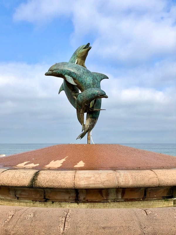 The Friendship Fountain, also known as the Dancing Dolphins Fountain, honors sister city Santa Barbara, CA