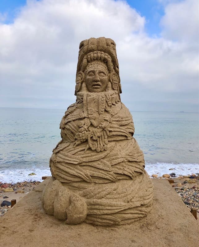 Intricate sand sculpture along the Puerto Vallarta Malecón