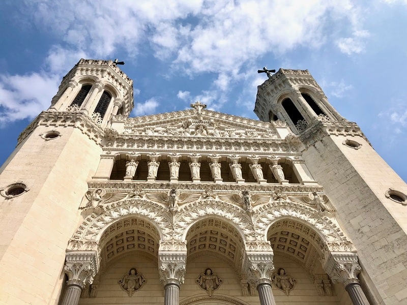 The Basilique Notre Dame in Lyon, France has incredible architecture.