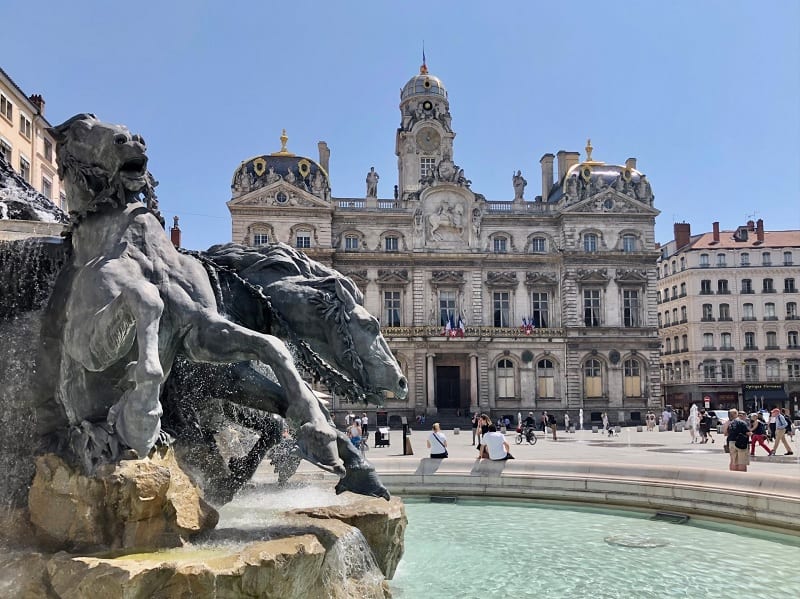 The Bartholdi Fountain in the Place des Terreaux in Lyon France